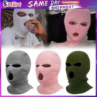 Outdoors Face Mask Balaclava Style Winter Wind Ski Hat For Men Women Cap 3 Knitted Full Face Cover