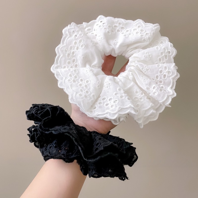 ยางรัดผม ทรงกลม ขนาดใหญ่ แต่งลูกไม้ ยืดหยุ่น สําหรับผู้หญิง 2023 - รูปที่ 2