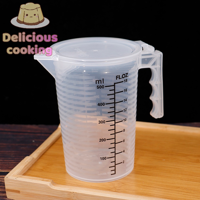 [Delicious Cooking] ถ้วยตวงแป้ง พร้อมฝาปิด ขนาด 100 250 500 มล. สําหรับทําอาหาร