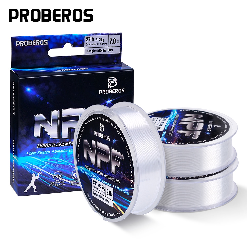 Proberos 100 M สายตกปลาโปร่งใส ความแข็งแรงสูง 4LB-36LB แรงดึง 1.9-36 กก. สายไนลอน เหยื่อตกปลา ไต้หวัน ทะเล