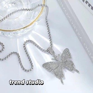 สร้อยคอผีเสื้อ สร้อยคอสไตล์ฮิปฮอป ทำจากเหล็กไททาเนียม ไม่ซีด…