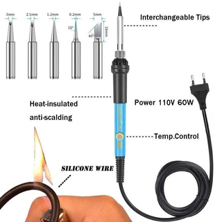 15 ชิ้น 60W ปรับอุณหภูมิได้ จอแอลซีดีหัวแร้งไฟฟ้า ปั๊มเครื่องมือเชื่อม หัวแร้งบัดกรี
