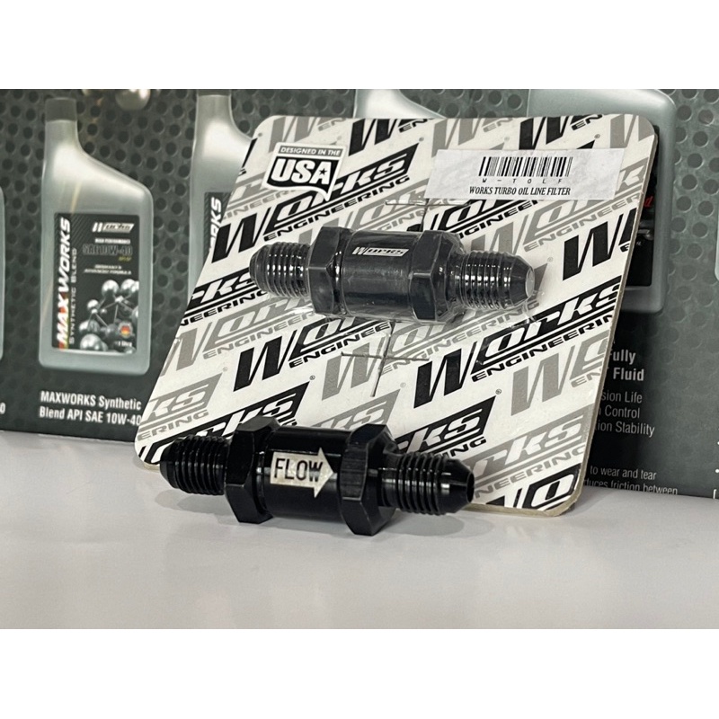 Works engineering กรองเชื้อเพลิง แท้ Turbo oil line filter AN4 กรองน้ำมัน กรองแวคคั่ม กรองอากาศเทอร์โบ เวิร์ค เอ็นจิเนีย