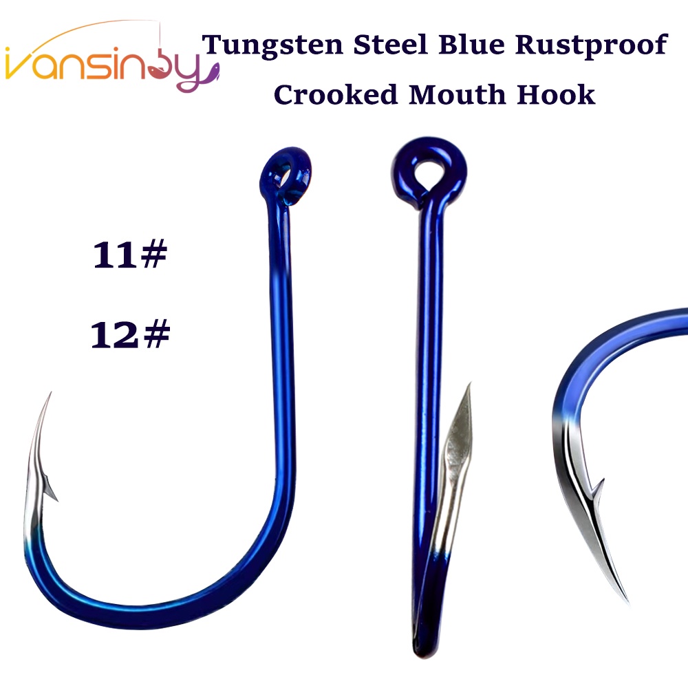 ตะขอเบ็ดตกปลา ตะขอปลา น้ําเงิน ตะขอปลายาง ก้นแบน หัวจิ๊ก WORM HOOK จินุ ชินุ ตัวเบ็ดดํา
