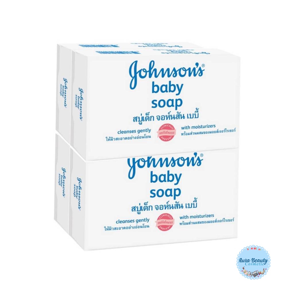 📍 (4ก้อน/แพ็ค) Johnson Soap 75 g จอห์นสัน สบู่เด็ก สีขาว