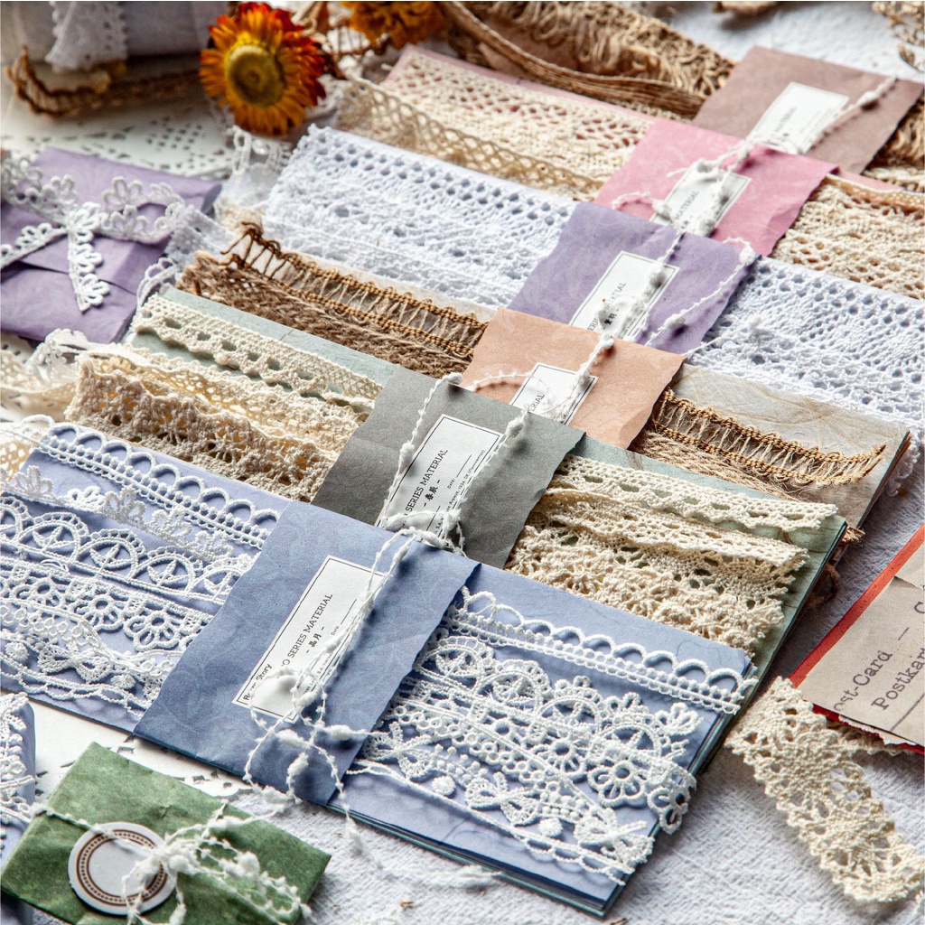 Journamm 18 ชิ้น / แพ็ค ลูกไม้ สายรัด วัสดุ กระดาษ DIY ตกแต่งสมุด ขยะ วารสาร เครื่องเขียน วินเทจ พื้นหลังกระดาษ
