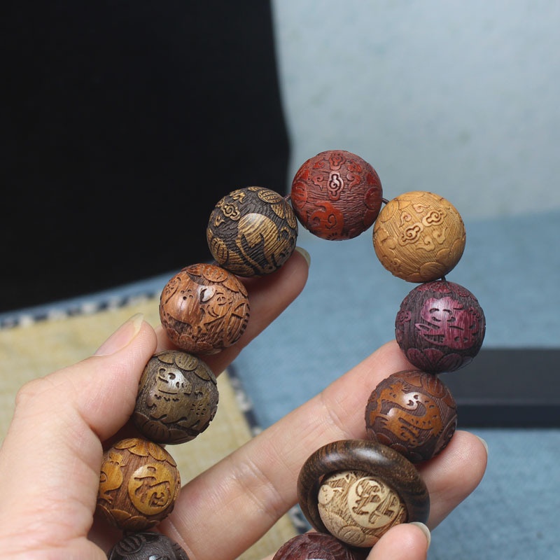 สร้อยข้อมือ ประดับลูกปัดไม้จันทน์ หลายราศี สไตล์ชนเผ่า สําหรับรถยนต์ ราคา ถูกที่สุด ดีลบีเคเค แกลเลอรีภาพที่ 4