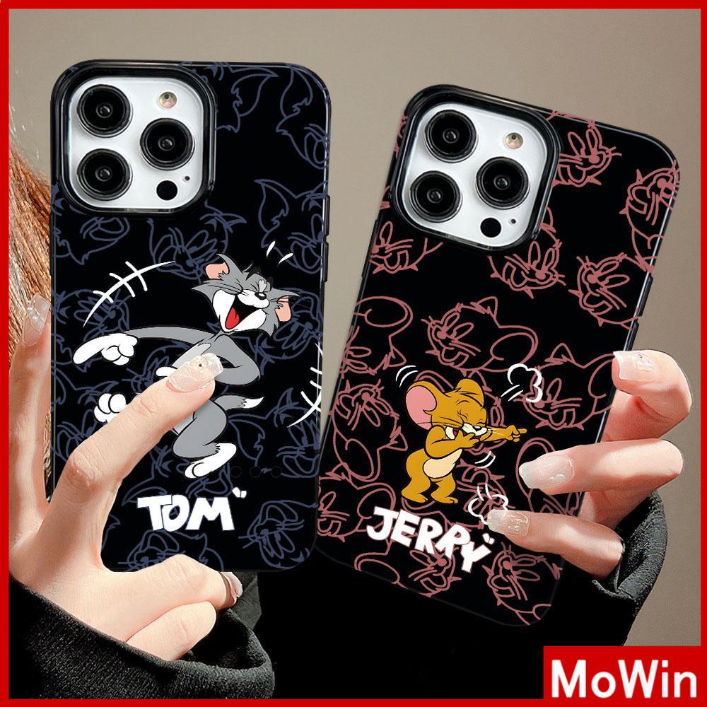 Mowin - เข้ากันได้สำหรับ 15 เคสไอโฟน11 เคส iphone 11 เคส 15 pro max กรณี iPhone สีดำเคลือบเงา TPU Soft Case กล้องกันกระแทกน่ารักการ์ตูนตลกเมาส์แมวเข้ากันได้กับ 14 13 12 PRO MAX XR XS 7Plus 8 PLUS