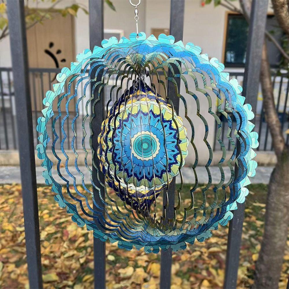 Bubble โมบายกระดิ่งลม แบบเหล็ก หมุนได้ ลายแมนดาลา สําหรับแขวนตกแต่งผนังบ้าน สวน - รูปที่ 4