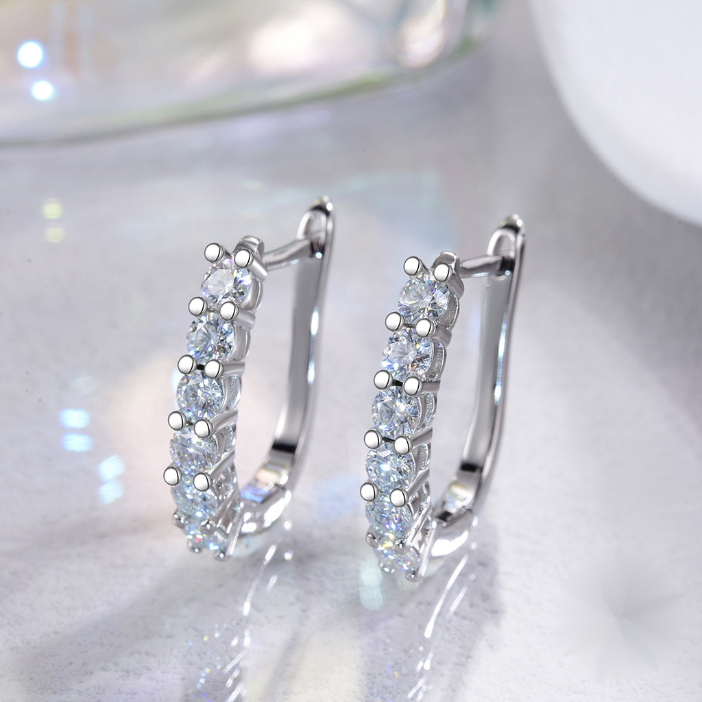 จริง Moissanite 1.2ct และ 0.36ct U รูปร่างสีขาว D อินเทรนด์ Hoop ต่างหู S925 เงินสเตอร์ลิงการรับรอง GRA สามารถ Pass Test สําหรับหมั้นงานแต่งงาน