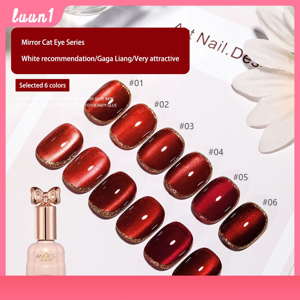 Annies สีเจลแฟลชลูกแก้ว โทนสีแดงสด เงาสวยจริง สีชัดตรงปก ทาง่าย ติดทน ยาทาเล็บระเบิด UV เจลเลื่อมเลเซอร์สดใส, กลิตเตอร์ละเอียด, แพลตตินั่มหักเพชรกาวแต่งเล็บ cod