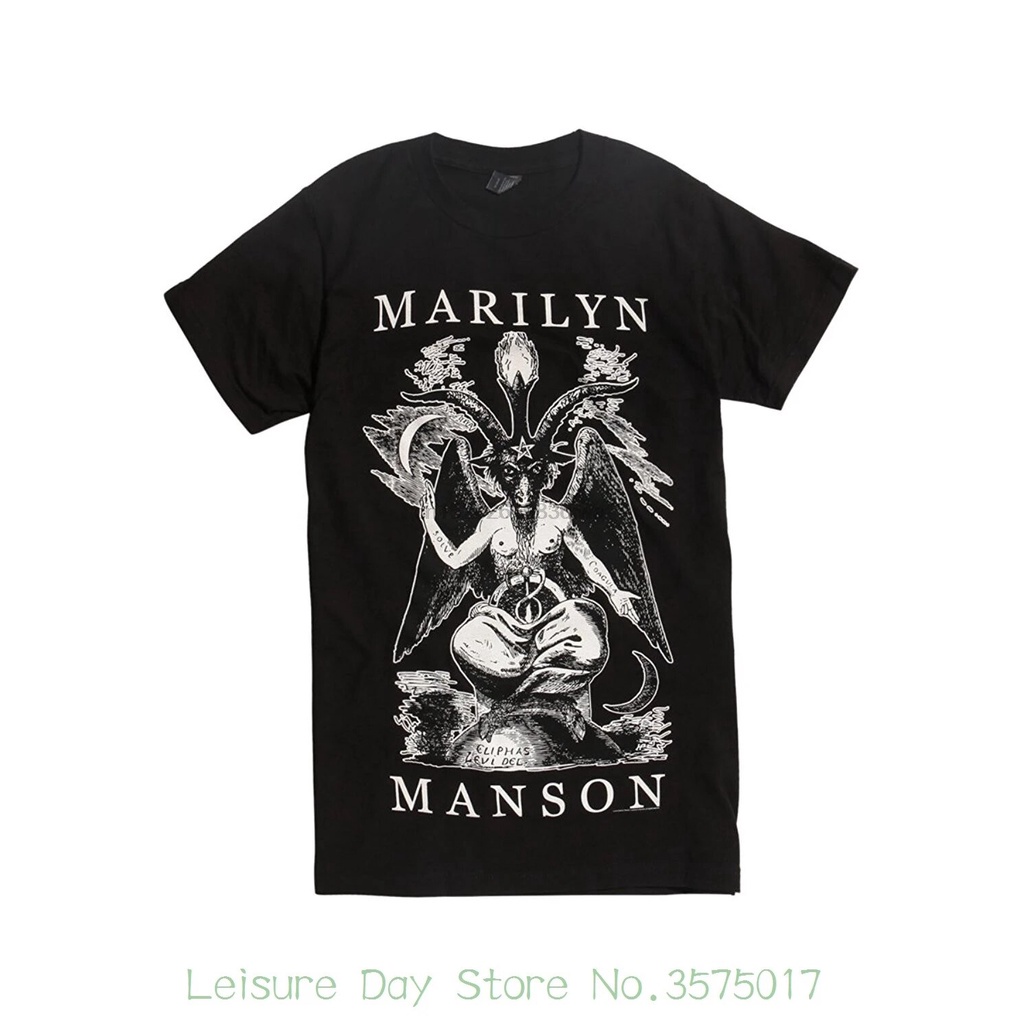 เสื้อยืดแขนสั้นมาใหม่ เสื้อยืดลําลอง แขนสั้น พิมพ์ลาย Marilyn Manson Baphomet สําหรับผู้ชายS-5XL