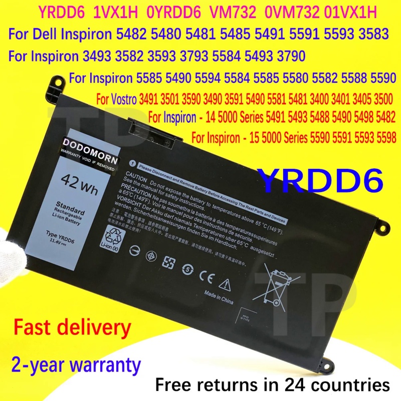 TP New YRDD6 Battery For Dell Vostro 3491 3501 3590 3490 3591 5490 5581 5481 3400 3401 3405 3500 Lat