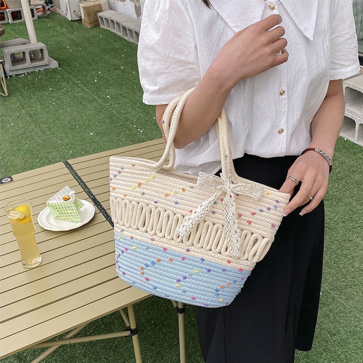 กระเป๋าแฟชั่น สไตล์เกาหลี งานผ้าถัก ดูแข็งแรง ใบใหญ่ จุได้เยอะ - รูปที่ 2