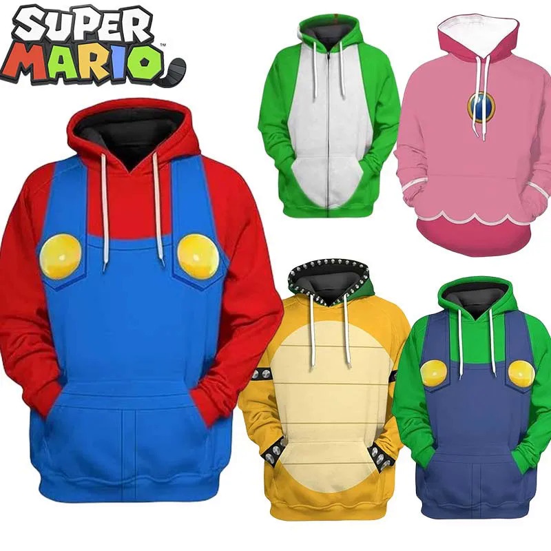 ใหม่ เสื้อกันหนาว มีฮู้ด พิมพ์ลายการ์ตูน Super Mario Bros Kawaii Yoshi Mario Bowser 3D แฟชั่นฤดูใบไม้ผลิ ฤดูใบไม้ร่วง สําหรับผู้ใหญ่