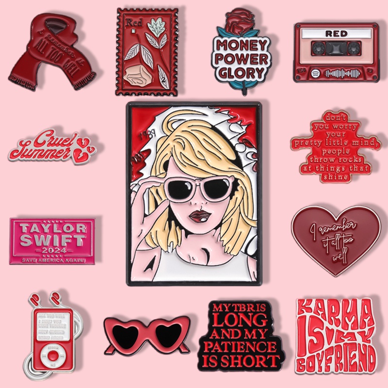เข็มกลัดเคลือบ ลาย Happy New Year Taylor Swift Music แฟชั่น สําหรับตกแต่งเสื้อผ้า 2024