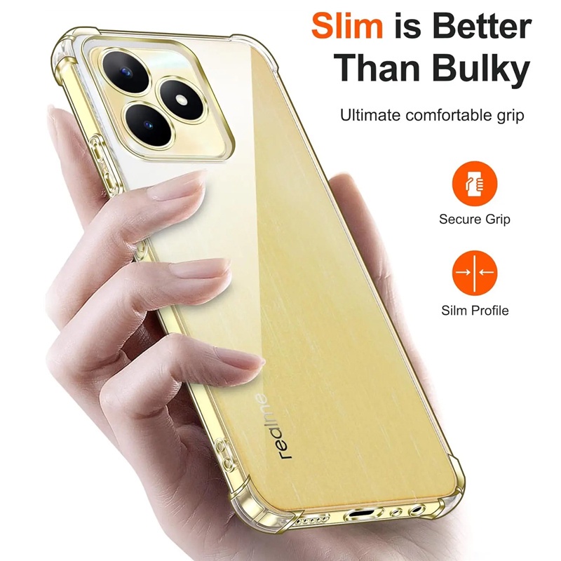 สําหรับ เรียลมี ค63 RMX3939 บางคริสตัลใสวุ้นกรณีที่มีสี่มุมเสริมปกโปร่งใส