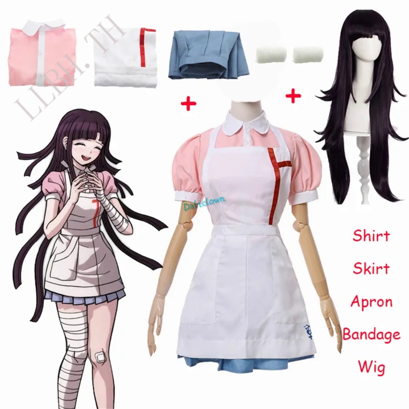 Danganronpa Mikan Tsumiki Cosplay Outfit With Wig Anime Halloween Despair Ultimate Nurse Uniform Mai