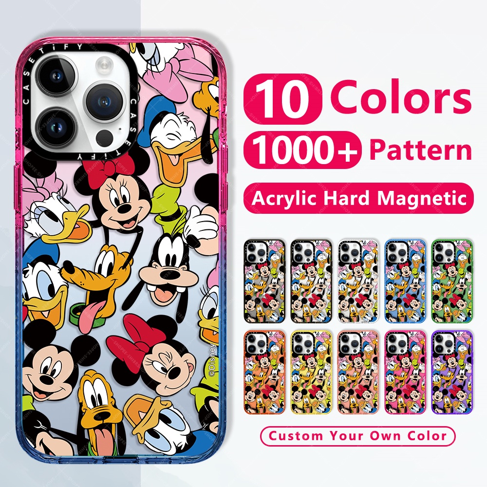 กันกระแทกใสแข็งแข็งแฟชั่นหรูหราแม่เหล็กชาร์จได้เคสโทรศัพท์มือถือ ลายการ์ตูน Disney Mickey Medley น่ารัก สําหรับ Iphone 15 Pro 12 14 13 Pro Max 15 Plusยี่ห้อบางใสไอโฟนปกป้องแม่เหล็กชาร์จได้เคสใสขอบเรียบฝาปิดป้องกันสีเหลืองCasetifyใสกันกล้องคุณภาพสูง