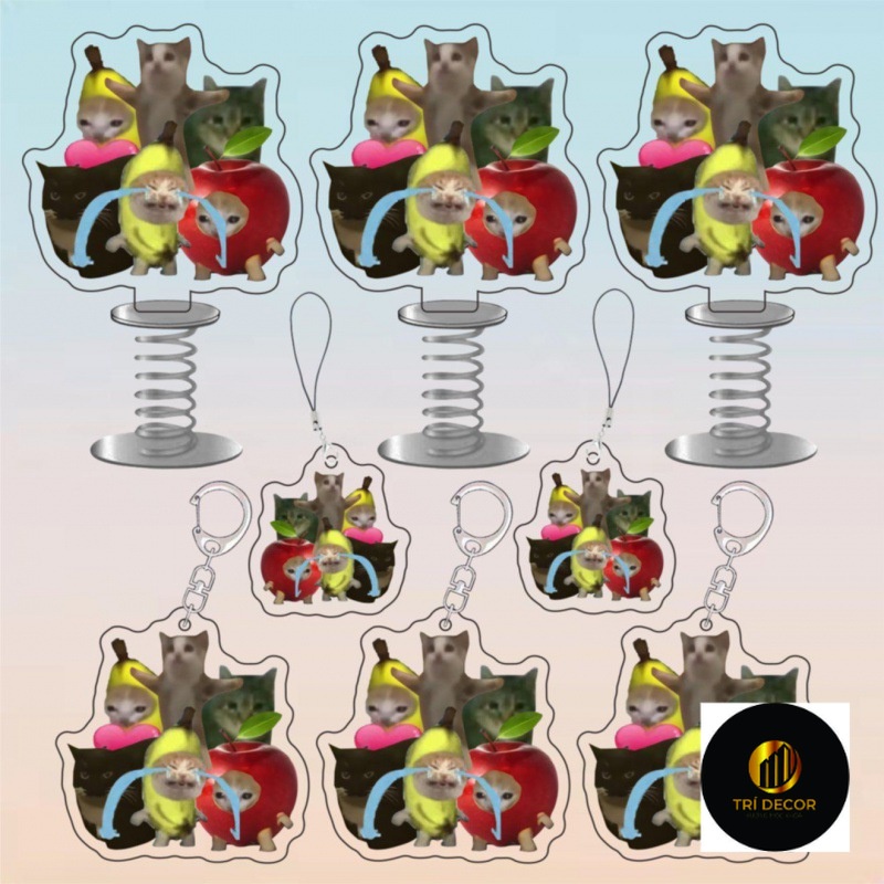 Happy cat head อาหารแมว พวงกุญแจแมว banana cat shaker จี้แมวปลอม oiaiooooiai