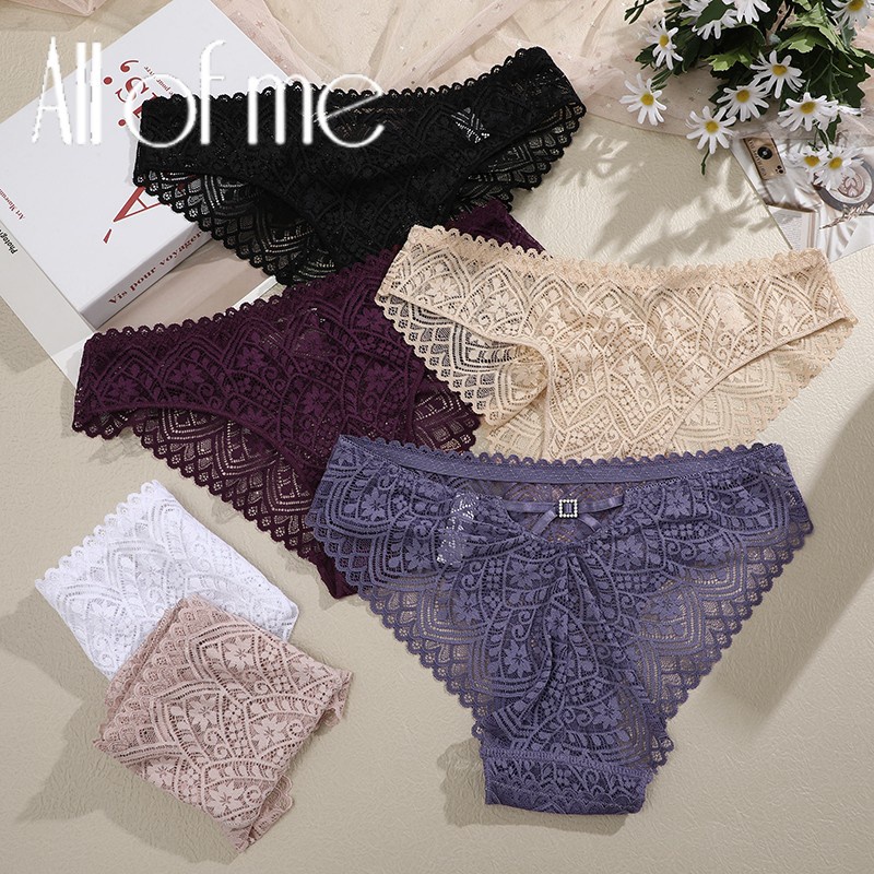 Allofme กางเกงชั้นใน เอว V ลูกไม้ เซ็กซี่ กึ่งโปร่งใส ใส่สบาย สําหรับผู้หญิง