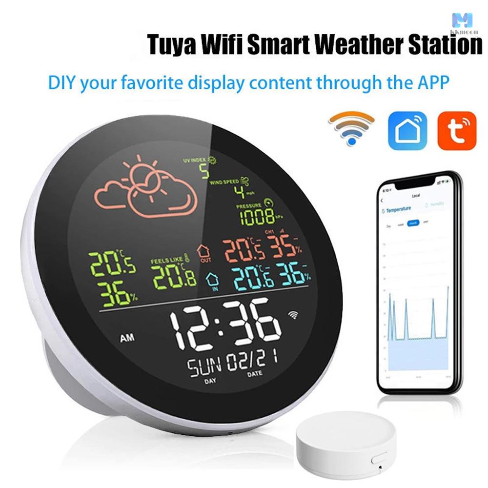 Tuya นาฬิกาดิจิทัล Wifi วัดอุณหภูมิ ความชื้น พยากรณ์อากาศ อเนกประสงค์ สําหรับบ้าน ออฟฟิศ