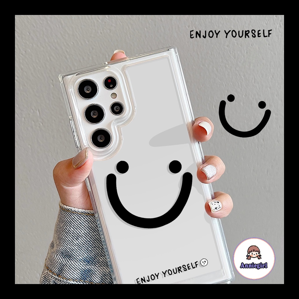 เคสโทรศัพท์มือถือ แบบใส ลายหน้ายิ้ม เรียบง่าย สําหรับ SAMSUNG S21 S22 S23 S24 Plus S24 Ultra S21 FE A12 M12 A13 A54 A53-5G A50 A50s A30s