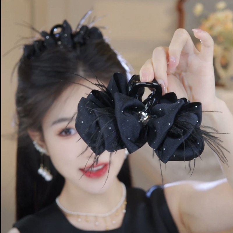 กิ๊บติดผม กิ๊บหนีบผม รูปกรงเล็บขนนก ประดับโบว์ คุณภาพสูง สไตล์เกาหลี แฟชั่นสําหรับผู้หญิง