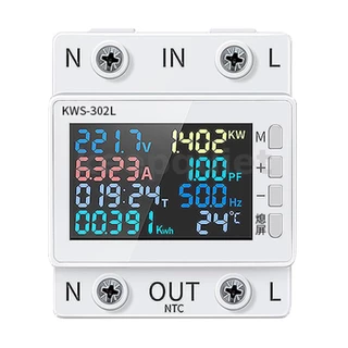 8in1 เครื่องวัดพลังงานไฟฟ้า หน้าจอสี 2P AC 170-270V 63A อเนกประสงค์