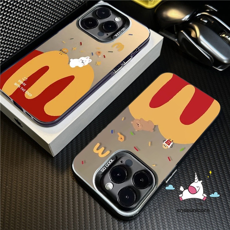 เคสโทรศัพท์มือถือคู่รัก แบบนุ่ม ลายการ์ตูนหมี กระต่ายน่ารัก สีน้ํามัน หรูหรา สําหรับ IPhone 7Plus 15 14 12 13 11 Pro Max XR X XS Max 7 8 Plus SE 2020
