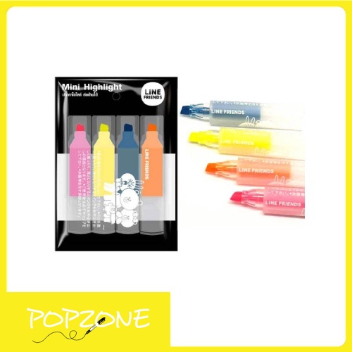 ปากกาไฮไลทเคียนดะ (KIAN-DA) ลาย LINE FRIENDS  (1 แพ็ก 4 สี)