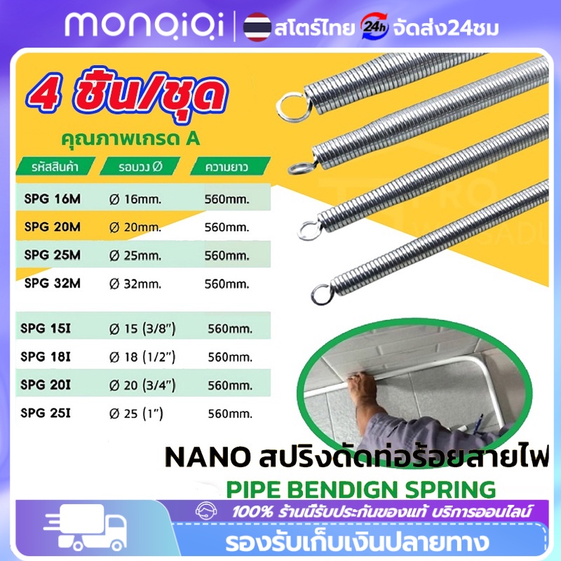 🔥พร้อมส่ง🔥 สปริงดัดท่อ ร้อยสายไฟ สำหรับท่อ (3/8",1/2",3/4",1" )(16/20/25/32)ที่ดัดท่อ PVC หน่วย นิ้ว หุน ใช้สำหรับ มม.