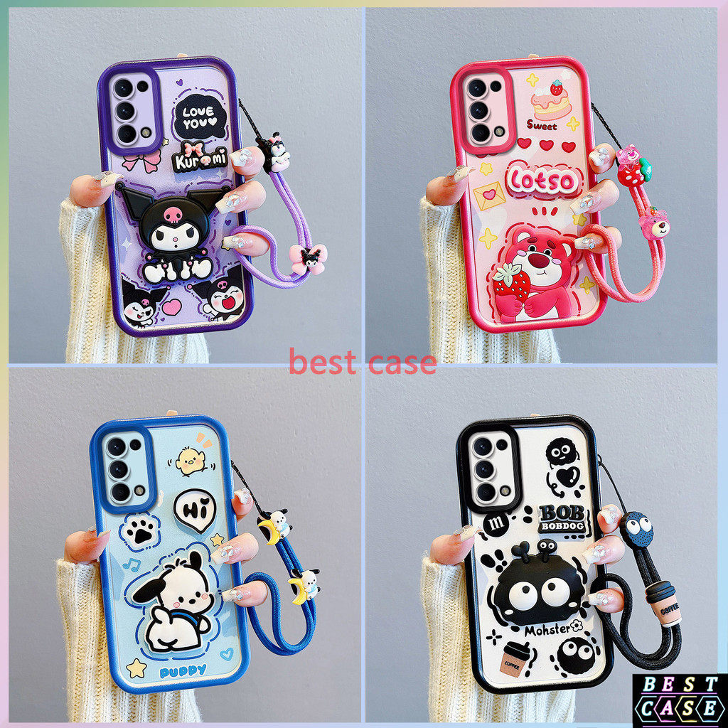 เคส OPPO Reno5 เคส OPPO Reno 5 เคสสตรอเบอร์รี่หมี Kuromi การ์ตูนสามมิติรูปตุ๊กตาน่ารักนุ่มเคสโทรศัพท์ BB-TYGZ