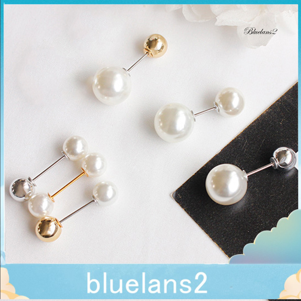 [บลูแลนส์2.]ผู้หญิงแฟชั่นคู่ Faux Pearls เข็มกลัด Safty Pin คาร์ดิแกนผ้าคลุมไหล่คลิป Badge ของขวัญ
