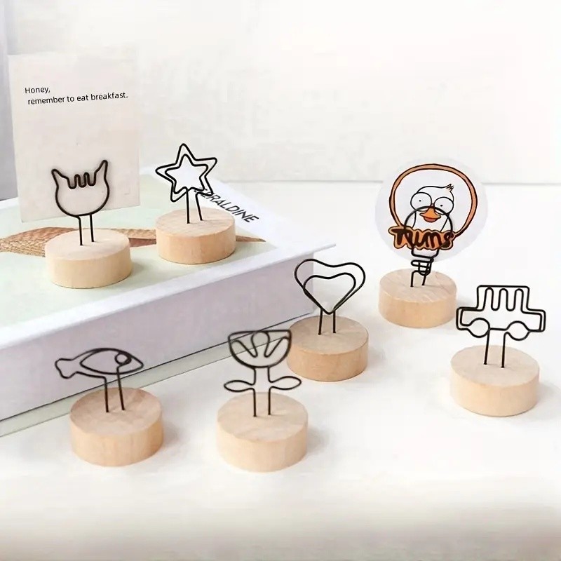 คลิปหนีบกระดาษโน๊ต คลิปหนีบรูปภาพ กระดาษโน้ต ฐานไม้ สำหรับตกแต่งบ้าน ตั้งโต๊ะ ออฟฟิศ