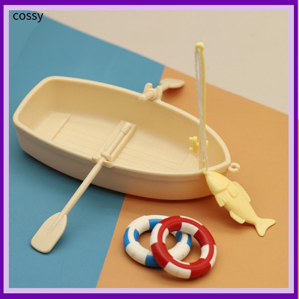 Cossy เครื่องประดับตุ๊กตา,จําลองเรือประมงพลาสติก,มินิ Bagged เรือประมงขนาดเล็กชุดเด็ก