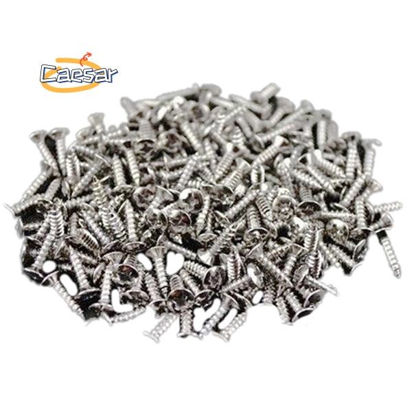 caesarA8100pcs Guitar Pickguard Screws สําหรับ Strat/Tele กีตาร์ไฟฟ้าเบสสีเงิน