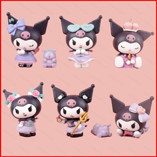 โมเดลตุ๊กตาฟิกเกอร์ Sanrio Kuromi Little Demon and Baku ของเล่นสําหรับเด็ก จํานวน 6 ชิ้น