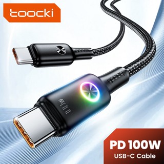 Toocki PD 100W Type C เป็น Type C สายชาร์จเร็ว 3A USB Type C สายข้อมูลตัวบ่งชี้ที่มีสีสัน