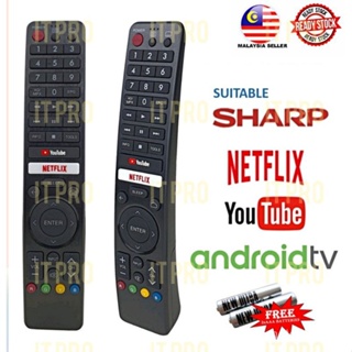 Pro รีโมตคอนโทรลทีวี แบบเปลี่ยน สําหรับ Sharp Youtube Netflix Android TV IR-326