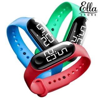 Ellastore123 M3 นาฬิกาข้อมือดิจิทัล อิเล็กทรอนิกส์ มีไฟ LED ปรับสายได้ สีพื้น สําหรับเด็ก