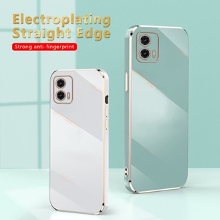 เคสป้องกันโทรศัพท์มือถือ แบบนิ่ม ชุบไฟฟ้า ขอบตรง สําหรับ Motorola Moto G73 G73 5G