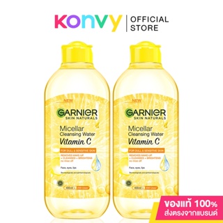 [แพ็คคู่] Garnier Micellar Cleansing Water Vitamin C [400ml x 2pcs] ผลิตภัณฑ์ทำความสะอาดผิวหน้า รอบดวงตา และริมฝีปาก.