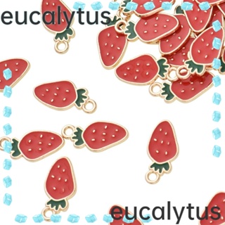 Eucalytus1 จี้สตรอเบอร์รี่ เคลือบสีทอง 8*18 มม. สําหรับงานฝีมือ DIY