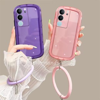 ใหม่ เคสโทรศัพท์มือถือ ซิลิโคนนิ่ม TPU ใส กันกระแทก พร้อมสายคล้องมือ หลากสี สําหรับ VIVO V29 Pro VivoV29 5G 2023