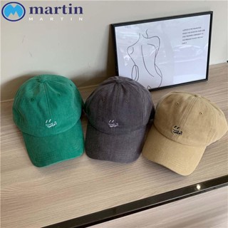 Martin หมวกเบสบอล ปักลายหน้ายิ้ม สีพื้น สไตล์ฮิปฮอป สําหรับผู้หญิง