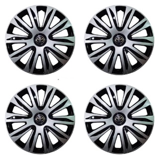 * Wheel Cover ฝาครอบกระทะล้อ ขอบ R 15 นิ้ว ลาย ดุม TOYOTA ดุมดำเงิน wc83 (1 ชุด มี 4 ฝา)** ส่งจาก กทม *