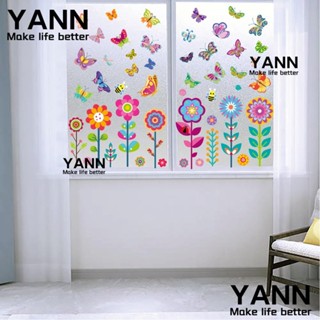 Yann1 สติกเกอร์ ลายผีเสื้อ ดอกไม้ สองด้าน ใช้ซ้ําได้ 11.81x8.66 นิ้ว 9 แผ่น สําหรับตกแต่งหน้าต่าง