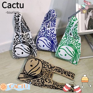 Cactu กระเป๋าถือ ผ้าถัก แฮนด์เมด นํากลับมาใช้ใหม่ได้ สําหรับผู้หญิง