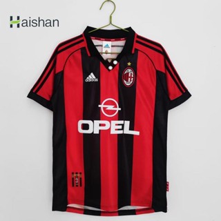 Haishan เสื้อกีฬาแขนสั้น ลายทีมชาติฟุตบอลชั้นนํา AC Milan 1998 99 AC แห้งเร็ว สไตล์เรโทร สําหรับผู้ชาย ไซซ์ S - XXL